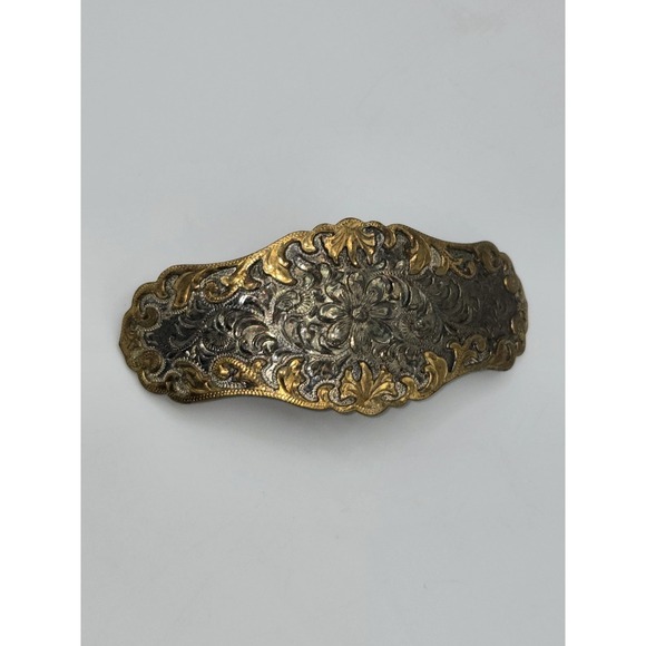 Other - Vintage Ornate Repoussé Floral Silver & Gold Barette‎
